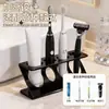 Portacepillos de dientes para baños de hotel, estante para cepillos de dientes eléctricos, estante de almacenamiento para artículos de tocador, organizador de pasta de dientes y cepillo de dientes con múltiples compartimentos y drenaje