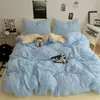 Funda de edredón de algodón lavado Pieza única 150X200X230 No es algodón Algodón puro Funda de edredón separada para dormitorio de estudiante Cama individual 1.5m
