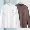 Envio RápidoCamiseta Masculina de Manga Longa com Gola Alta Meia e Tecido Térmico Dupla Face, Peça Básica da Moda para o Outono