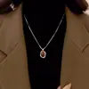 Collar Maillard Otoño e Invierno Piedra Ojo de Tigre Acero de Titanio para Mujer Diseño Coreano de Nicho Cadena Larga para Sudadera Accesorios Versátil Nuevo Estilo