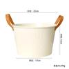 Maceta con asa de cuero blanco roto Cesta verde para maceta Planta verde Maceta Cubo de flores Balcón Hierro Suculenta Maceta Cubo de almacenamiento de escritorio para el hogar