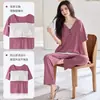 Pijama de Modal con Copas para Mujer Verano Manga Corta Pantalón Largo Falso Dos Piezas Estilo Nuevo 2026 Se Puede Usar Fuera de Casa Conjunto de Ropa