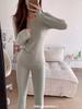 Traje de Temperatura Constante da Namorada 1.0 Slim-fit Embelezador de Pele Quente Sem Costura Gola Redonda Manga Longa Outono e Inverno Base Conjunto de Duas Peças