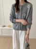 Suéter Cardigan Cinza Estilo Preguiçoso Petite para Mulheres, Nova Moda Tendência Primavera e Outono Top Curto de Tricô para Mulheres