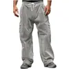Otoño 2025 Pantalones Casuales Transfronterizos de Pana para Hombre Pantalones Casuales Transpirables de Pierna Ancha Multibolsillos Rectos