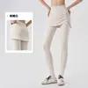 Calça Esportiva Falsa de Duas Peças Feminina Cintura Alta Levanta Bumbum Pêssego Calça Fitness Roupa Externa Cobre Quadril Emagrecimento Calça Saia de Yoga