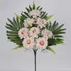 Flores peônias artificiais em formato de leque de 8 cabeças mais vendidas internacionalmente para decoração de casamento, flores de seda para arranjo doméstico e arte floral