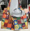 Sacola de Compras de Supermercado Estilo Hong Kong, Ecobag Tote para Compras de Mercearia, Dobrável, Portátil, Grande Capacidade, Design de Desenho Animado em Oxford