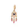 Atrapasueños Mariposa Estilo Bosque Aleación Esmalte Incrustado Diamante Morado Borla de Pluma Colgante Accesorios DIY Pulsera Cuentas Colgante