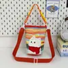 Bolsa Patchwork Bordada para Gato Padre-Hijo, Bolso Cruzado Cilíndrico, Bolso de Hombro, Bolso de Lona de Dibujos Animados, Bolso de Mano con Colgante