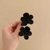 Pinza de flor acrílica esmerilada negra sencilla de Corea del Sur, para coleta alta, mediana, con lazo, de verano, color sólido, con diseño de tiburón