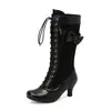 Botas de Encaje para Primavera y Otoño con Lazo Dulce Estilo Caballero Botas Británicas Nuevas de Caña Alta para Mujer Botas Transpirables con Cordones 2024 Comercio Exterior