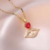 Collar para Mujer, Estilo Influencer de TikTok, Zircón en Forma de Corazón, Diseño de Labios, Moda Nicho, Colgante de Diseño Nuevo, Elegante Collar de Acero de Titanio