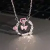 Collar de mariposa rosa para niña, diseño de nicho femenino, sentido ins hip hop, cadena de clavícula, diseño avanzado, sentido online, collar de celebridades