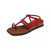 ¡La primera vez que me encontré con el estilo de moda~! Sandalias Romanas Retro Francesas con Punta de Tanga, Punta Cuadrada, Suela Gruesa y Punta Abierta para Mujer en Verano