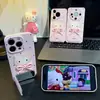 Funda Rosa de Puntos Gatito Kt para Teléfono Adecuada para Apple 17, Film, Soporte Vivo, Huawei Pura 80, Xiaomi 17 Pro Max