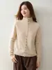 Elegante cárdigan de punto de cachemira con diseño de corbata cruzada en la parte delantera para mujer, con cuello semialto, color liso, mangas largas versátiles y diseño de prenda exterior tipo suéter.