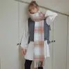 Bufanda a Cuadros Estilo Japonés 20% Mezcla de Lana de Nueva Zelanda para Mujer, Chal Suave de Invierno Oversize, Calentador de Cuello