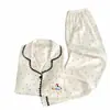 Pijama Cómodo de Algodón Nube con Lunares Refrescante de Verano Talla Grande para Mujer Conjunto de Tres Piezas Ropa de Casa Transpirable de Verano con Almohadillas en el Pecho