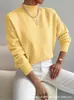 2025 Amazon Shein Más Vendido Cuello Redondo Transfronterizo Nuevo Suéter de Punto Comercio Exterior Color Sólido Manga Larga Suéter Pulóver