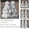 Un Par de Leones de Piedra, Esculturas de Piedra Finamente Talladas para Decoración de Patios Pequeños, Adornos Guardianes para la Entrada del Hogar, Leones de Piedra para Uso Doméstico