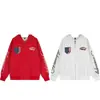 Sudadera con Cierre y Capucha Bordada de Estrella Estilo Retro Americano para Hombres y Mujeres Holgada Versátil Raya Vertical Casual Ropa Exterior de Pareja Moderna