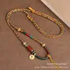 Cuerda de collar de halter tejido a mano de Xizang, cera de abeja Wenwan, cuerda de Buda Thangka, tejido a mano con cordón, estilo étnico