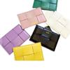 Porta-Cartões Mini de Couro Trançado à Mão, Bolsa Portátil para Armazenamento de Identidade e Documentos de Viagem, Porta-Cartão de Identidade Xadrez Multicolor
