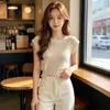 Moda Feminina Nova Estilo Europeu Outono e Primavera Malha Gelo Seda Vazada Top Estação Europeia Camisa Sem Mangas de Verão
