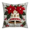 Capa de Almofada Bordada 3D de Natal com Homem Idoso, Guirlanda, Sino, Caixa de Presente, Capa de Almofada para Decoração de Feriado, Em Estoque Transfronteiriço