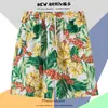Pantalones de Playa para Hombre de Secado Rápido con Flores Vacaciones en la Costa Pantalones Cortos Sueltos Talla Grande de Cinco Puntos Pintura al Óleo Casual Bañador