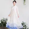 Vestido Estampado con Tinta Guofeng Nuevo Chino Retro Zen Vestido de Té Vestido Hanfu Mejorado Cheongsam Fresco Zen Vestido Largo