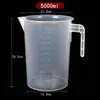 Copo Medidor de Plástico Espessado com Alça Reta, Transparente, Grau Alimentício, com Escala, Adequado para Assar, Cozinha e Chá de Leite