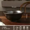 Bol Cerámico Negro Rosqueado Estilo Japonés Gran Capacidad Bol para Ramen Hogar Restaurante Bol para Sopa Resistente a Altas Temperaturas Vajilla Set Venta al por Mayor