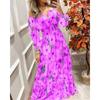 Comercio exterior transfronterizo verano Nuevo Amazon Francés retro hombros descubiertos cuello en V cintura adelgazante manga larga vestido