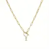 Corrente de Colar com Clasp Ot de 26 Diamantes Brilhantes em Formato de Letra, Venda Quente Transfronteiriça, Colar Simples e Elegante, Dropshipping