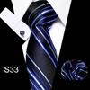Corbata azul de tres piezas para hombre, corbata formal, suministro directo de fábrica, transfronterizo
