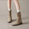 Botines estilo cowboy western de caña media con tacón grueso 2026, nuevos y modernos botines Martin, versátiles para primavera y otoño