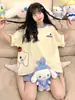 Pijama de Verano Transfronterizo Lindo de Dibujos Animados para Mujer Estilo Ins Traje de Manga Corta Ropa Exterior Suelta para Mujer Ropa para el Hogar