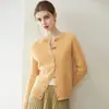 Cárdigan de cachemira para mujer, 100% cachemira pura, nuevo cuello redondo de moda versátil de un solo pecho tejido abrigo suéter cálido