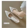 Zapatos de tacón de aguja con punta fina y perlas estilo francés para mujer, nuevo modelo 2026, elegantes y cómodos, de tacón alto, poco profundos, para dama de honor, boda