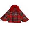 Leite de mamão outono e inverno novo coreano solto emagrecimento xadrez lança poncho jaqueta com colarinho de lã moda