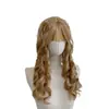 Peruca para mulheres, estilo corte retro, cachos romanos dourados, franja desfiada, penteado de princesa, adorno completo para a cabeça, cosplay, fornecimento direto da fábrica