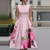 2026 Primavera/Verano Europeo y Americano Transfronterizo Amazon Sitio Independiente Más Vendido Nuevo Vestido sin Mangas Floral con Cintura ceñida y Plisado para Mujer