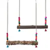 Columpio para Loros Medianos a Grandes, Pollo Mascota, Gallina, Gallo, Percha de Madera con Cuentas de Colores para Afilar Garras, Poste de Madera de Pimienta para Pararse