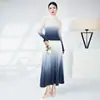 Conjunto de duas peças feminino para comércio exterior europeu e americano, com venda quente transfronteiriça, conjunto de saia plissada em cores degradê da moda