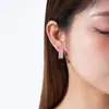 Pendientes de Plata 925, Pinzas de Oreja Clásicas de Trébol de Cuatro Hojas, Completamente Incrustados con Moissanita, Estilo Ins, Lujo Ligero, Gama Alta, Pendientes Exquisitos