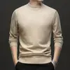 Suéter de lana, lavable a máquina, camiseta básica de punto para hombre, suéter de color liso para otoño, cálido, de cuello semi-alto