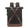 Bolsa de Lona Impermeable con Cera de Aceite Estilo Nuevo Retro Mochila de Cuero Crazy Horse para Viajes al Aire Libre Estilo Europeo y Americano Mochila para Computadora