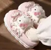 Chinelos de algodão de gato Hellokitty bolsa de inverno feminina com sapatos de algodão fofos forrados de pelúcia lua novos 2024 feminino